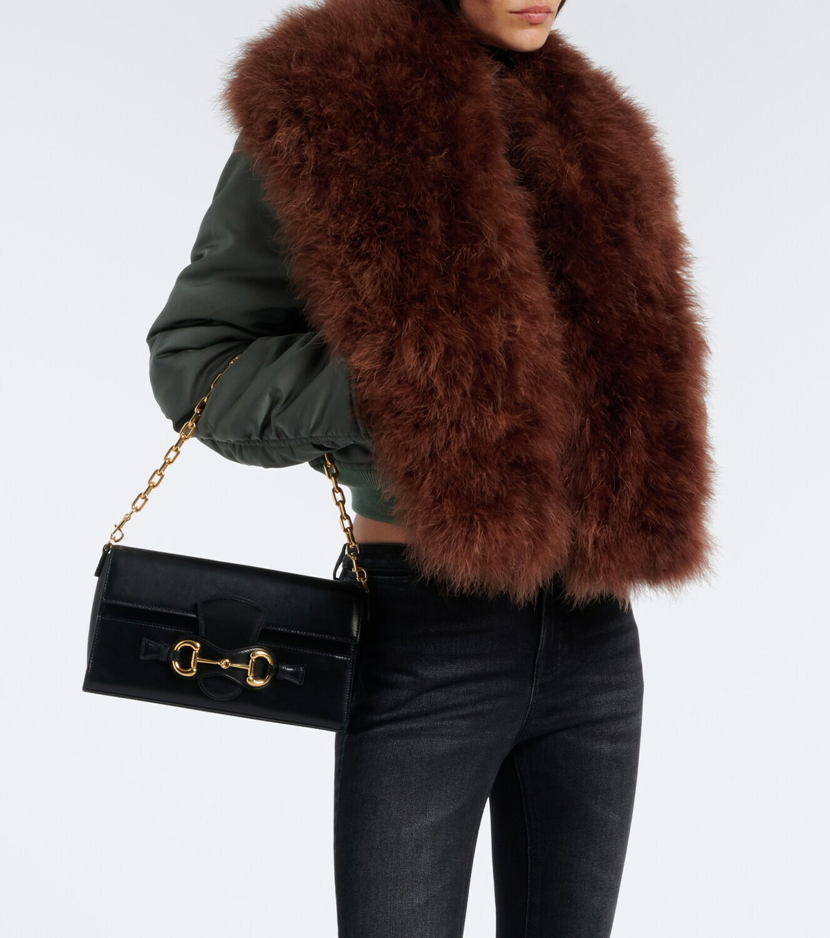 Gucci Feather-trimmed silk duchesse bomber jacket