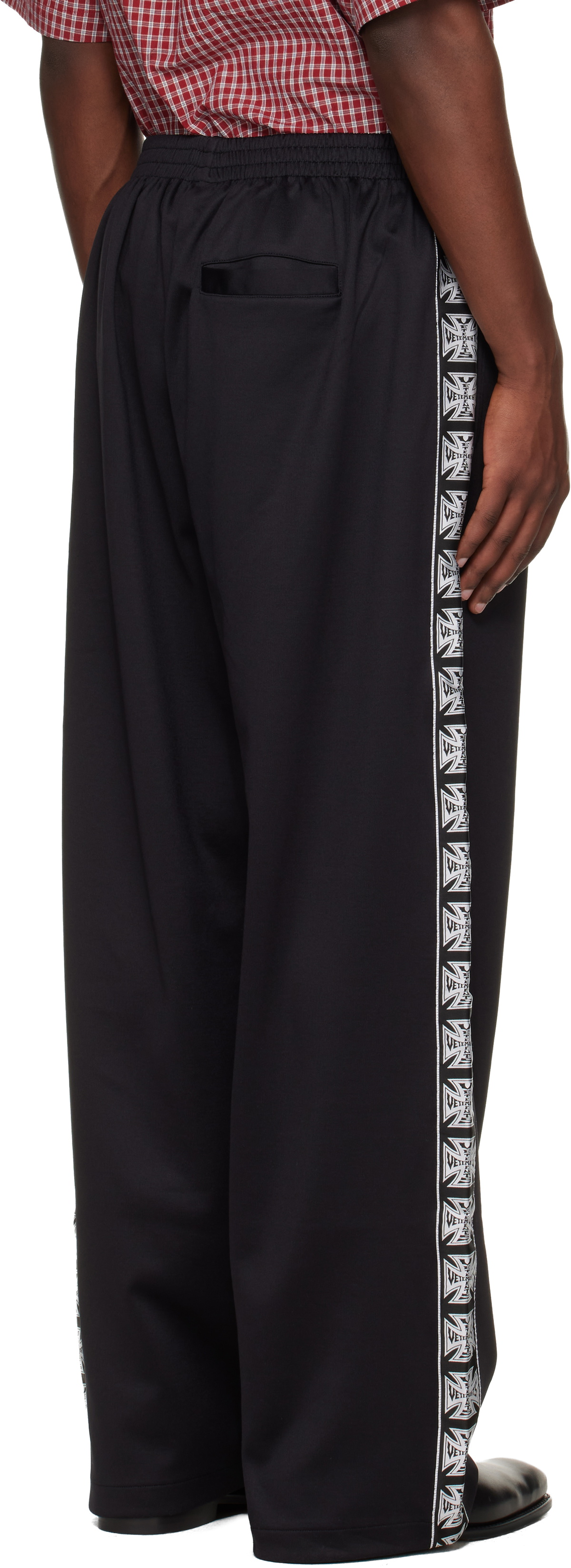 VETEMENTS Black Biker Cross Tape Track Pants
