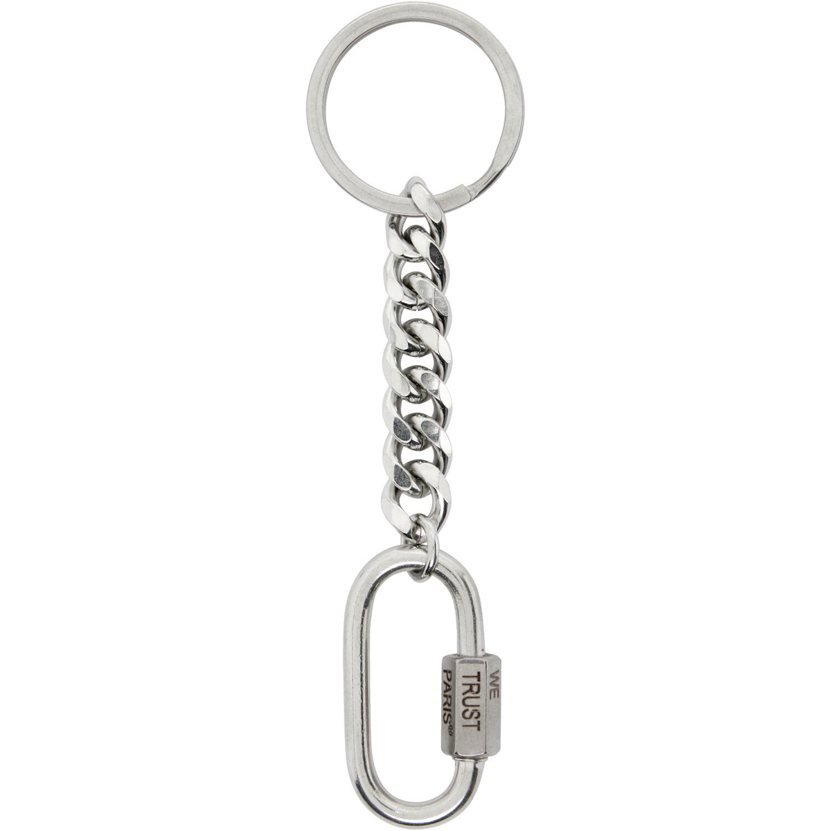 IN GOLD WE TRUST PARIS Silver Curb Chain Keychain
