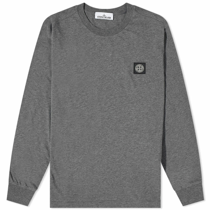 Photo: Stone Island Men's Long Sleeve Patch T-Shirt in Dark Grey Marl