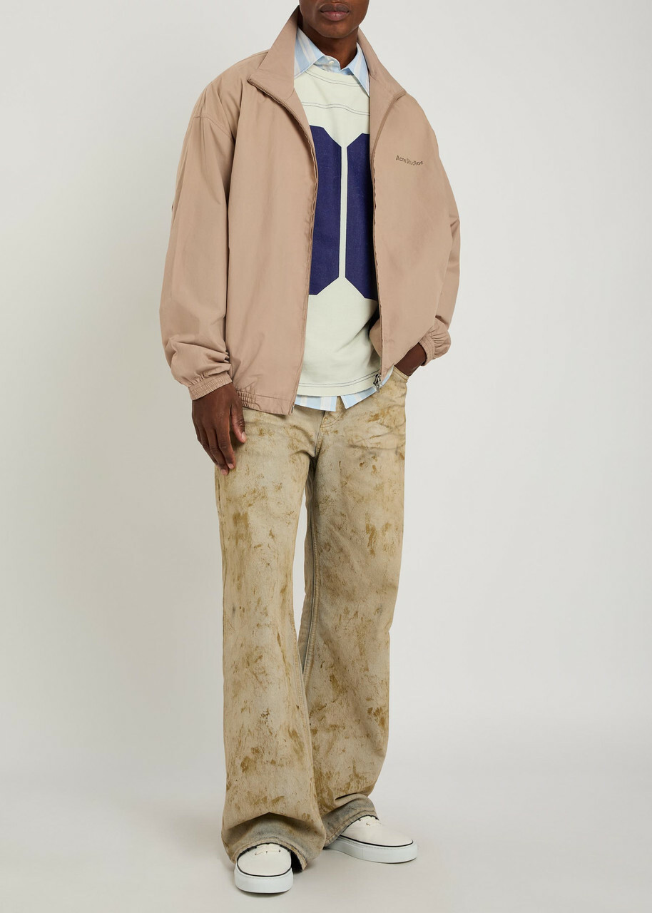 Acne Studios Logo-print Cotton-poplin Jacket Beige
