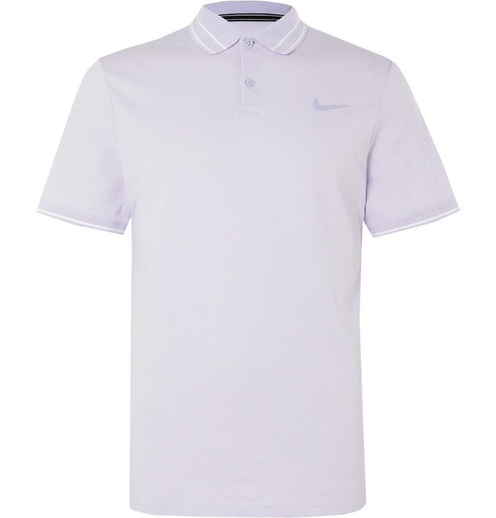 Photo: Nike Tennis - NikeCourt Advantage Cotton-Blend Dri-FIT Tennis Polo Shirt - Lilac