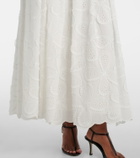 Elie Saab Embroidered belted cotton-blend midi dress