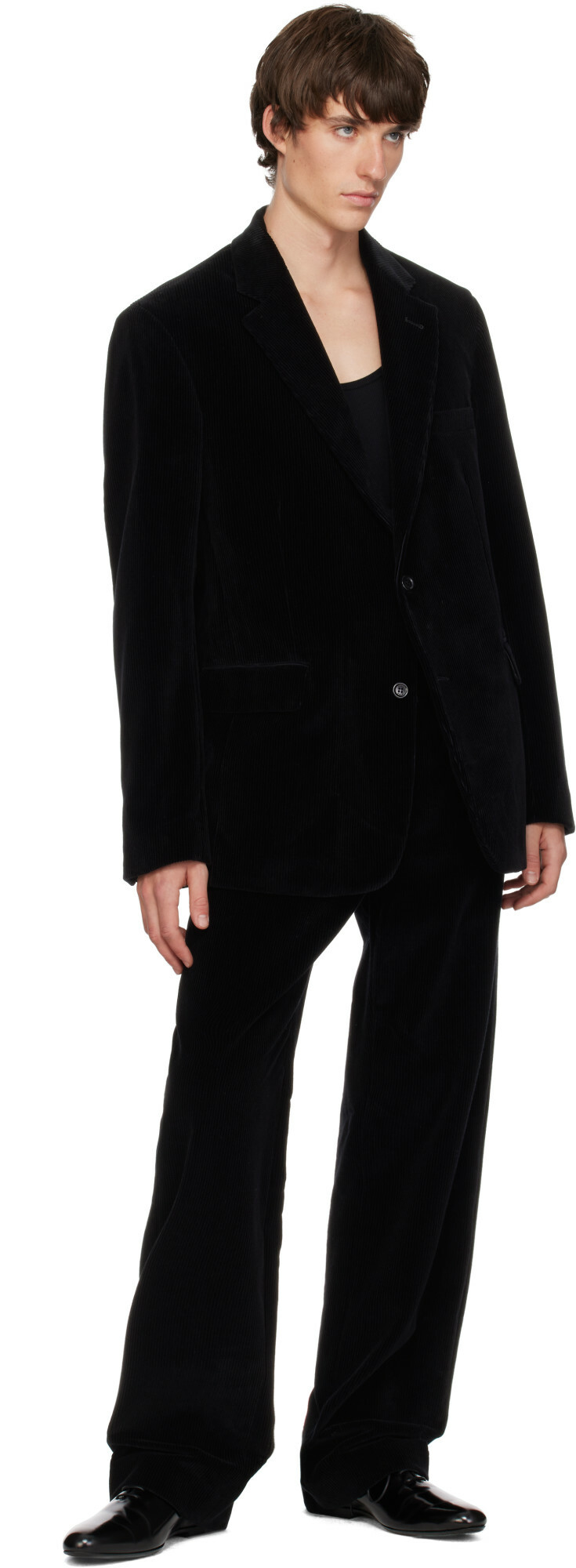 Rier Black Tyrolean Corduroy Trousers