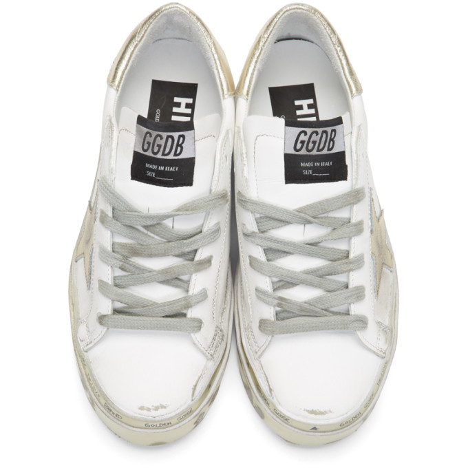 Golden Goose White and Gold Hi Star Sneakers Golden Goose