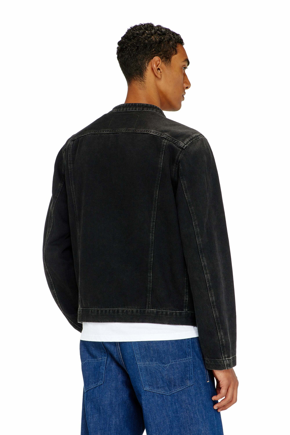 Diesel Moto jacket in clean-wash denim - Denim Jackets Mens in Black