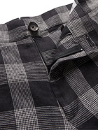 OLIVER SPENCER - Judo Checked Linen Shorts - Black