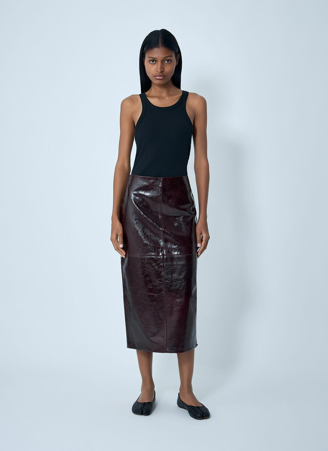Sportmax Leather Midi Skirt