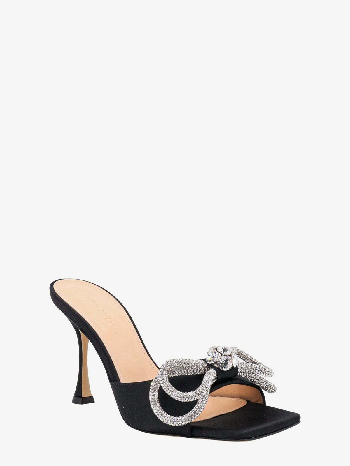 MACH & MACH Black Leather Stiletto Heel Sandals