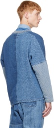 FDMTL Blue Boro Patchwork Cardigan