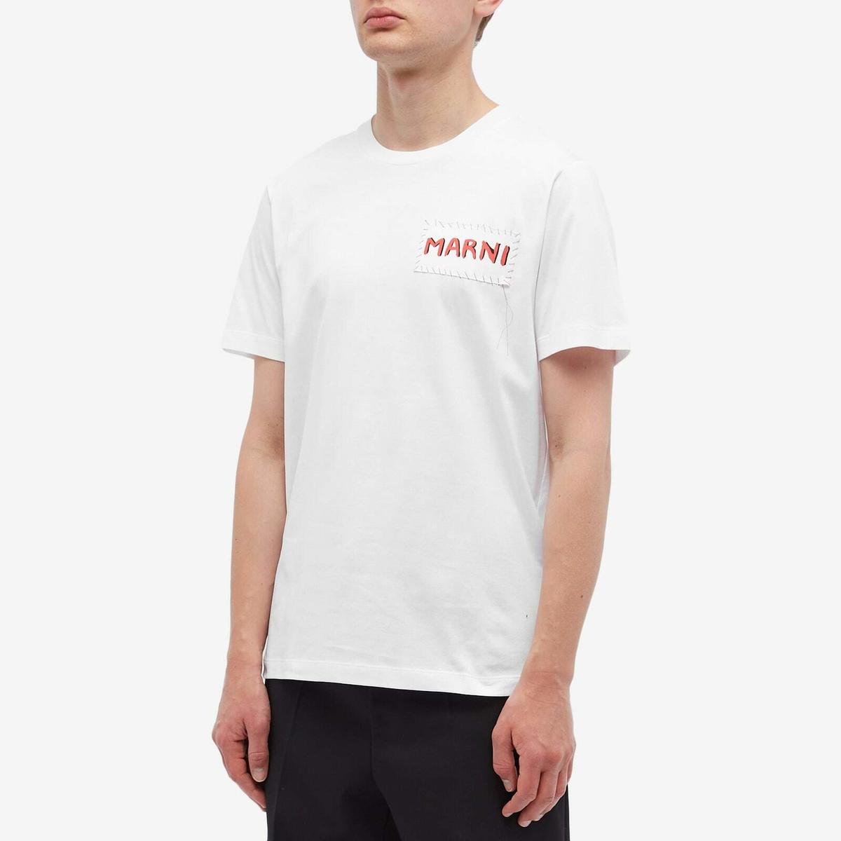 Marni Men's Stitch Logo T-Shirt in Lily White Marni