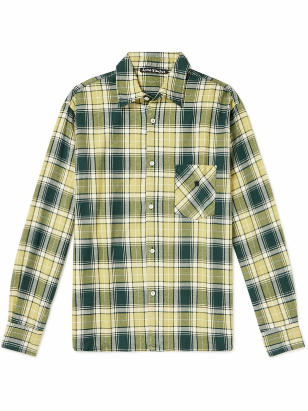Photo: Acne Studios - Sandres Logo-Appliquéd Checked Cotton-Flannel Shirt - Green
