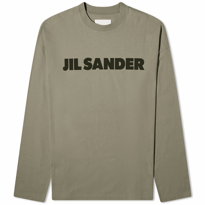 Photo: Jil Sander Men's Long Sleeve Logo T-Shirt in Thyme Green