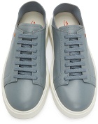 Santoni Blue Buffed Leather Sneakers