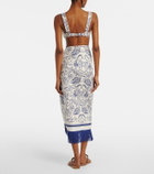 Simkhai Fringed printed linen-blend beach cover-up