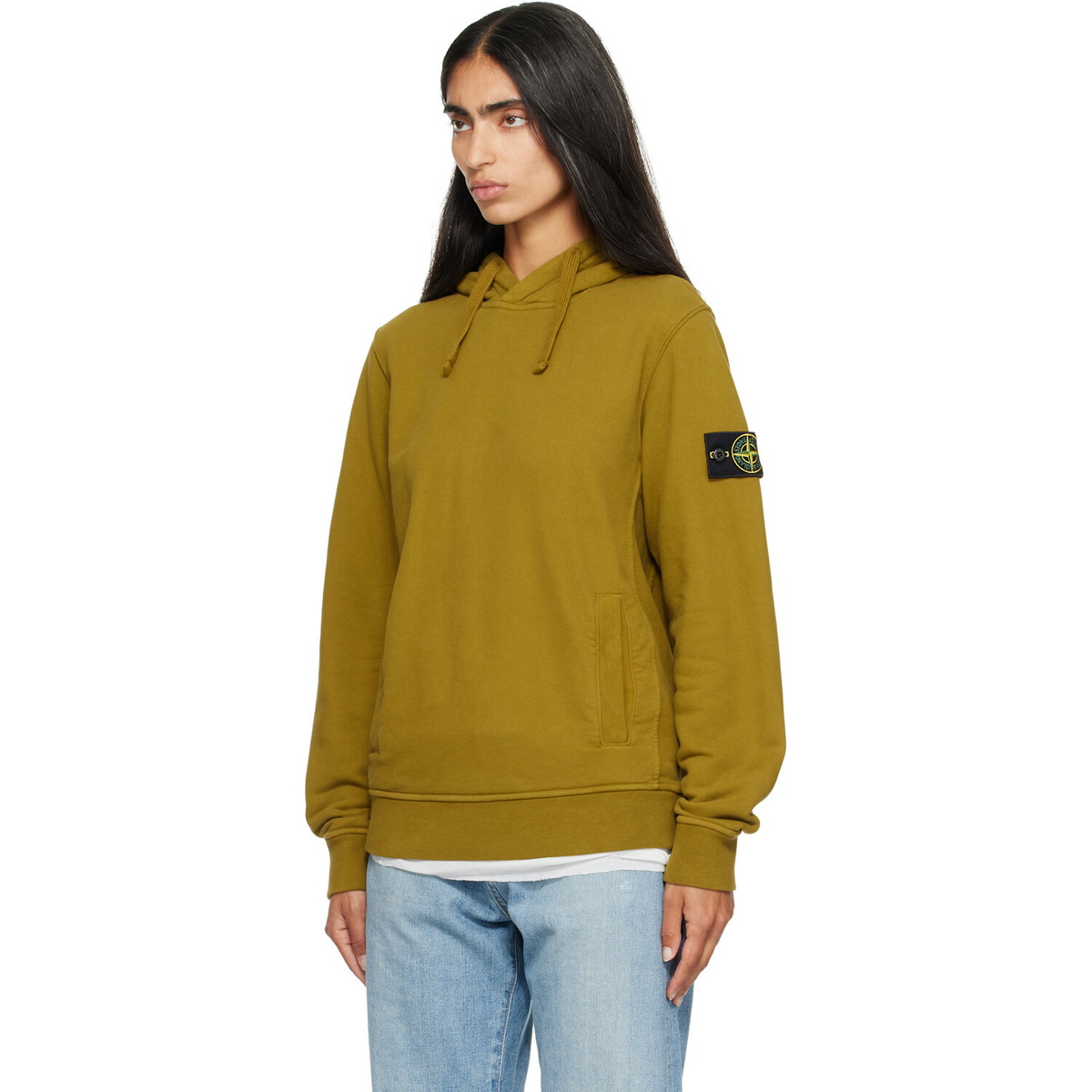 Stone Island Khaki 6100048 Brushed Organic Cotton Fleece Hoodie