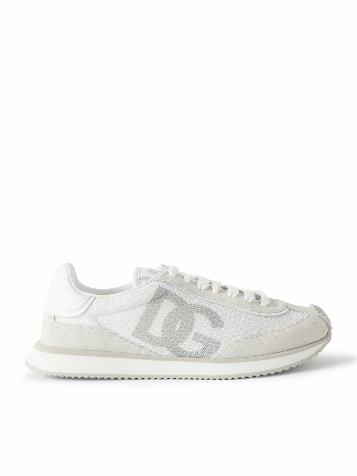 Dolce&Gabbana - Logo-Print Mesh, Leather and Suede Sneakers - White