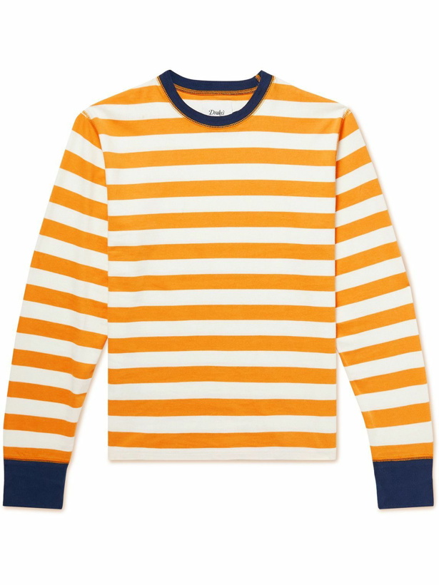 Photo: Drake's - Striped Cotton-Jersey T-Shirt - Yellow
