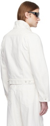 ALAINPAUL White Molded Shoulder Denim Jacket