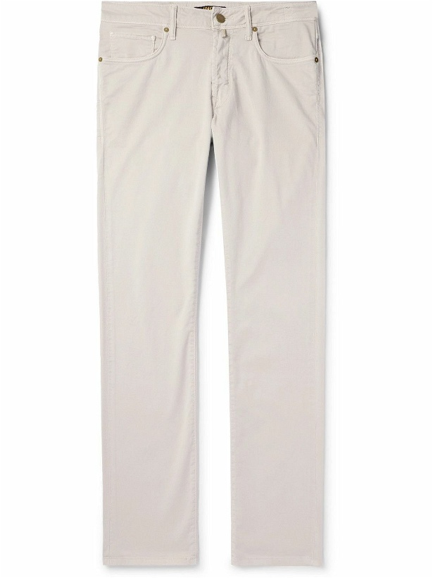 Photo: Incotex - Slim-Fit Cotton-Blend Trousers - Gray