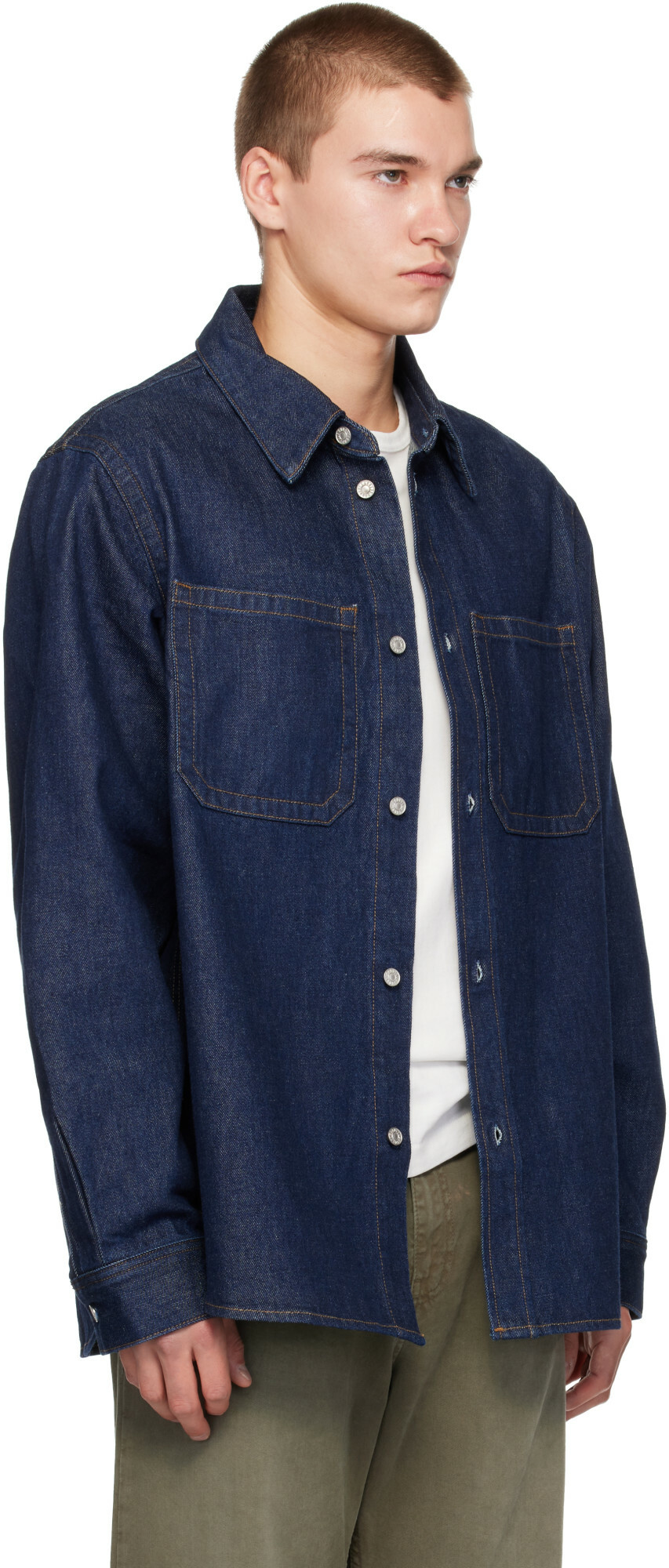 AGOLDE Navy Craven Shirt