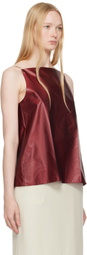 Carven Red Pressed Silk Vest Top
