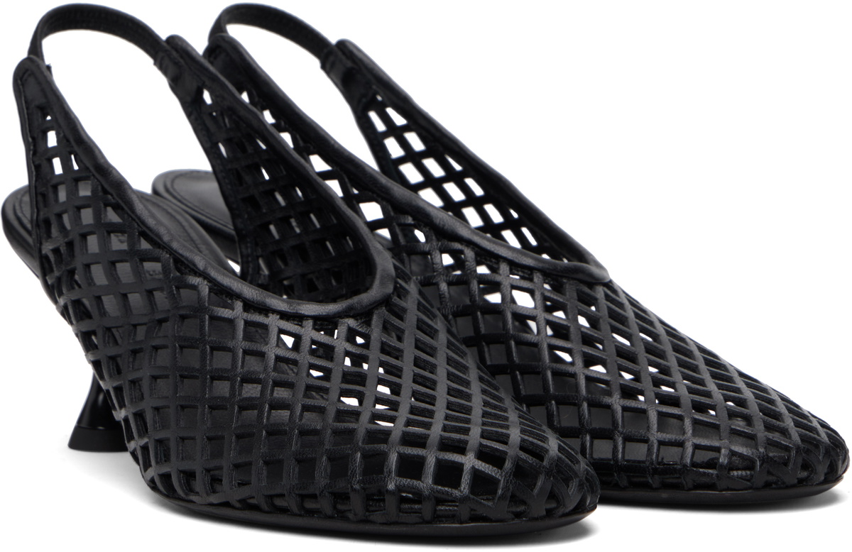 Proenza Schouler Black Tee Perforated Slingback Heels