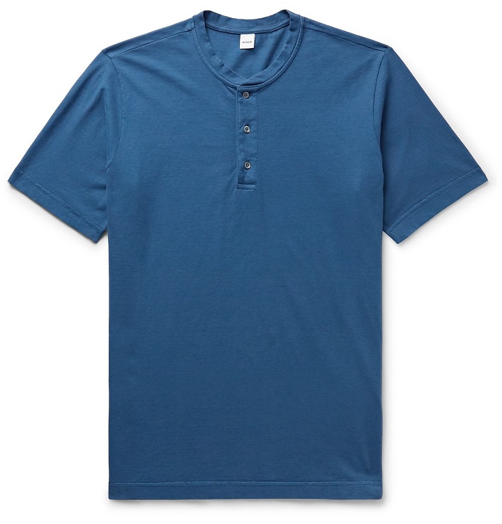 Photo: Aspesi - Cotton-Jersey Henley T-Shirt - Blue