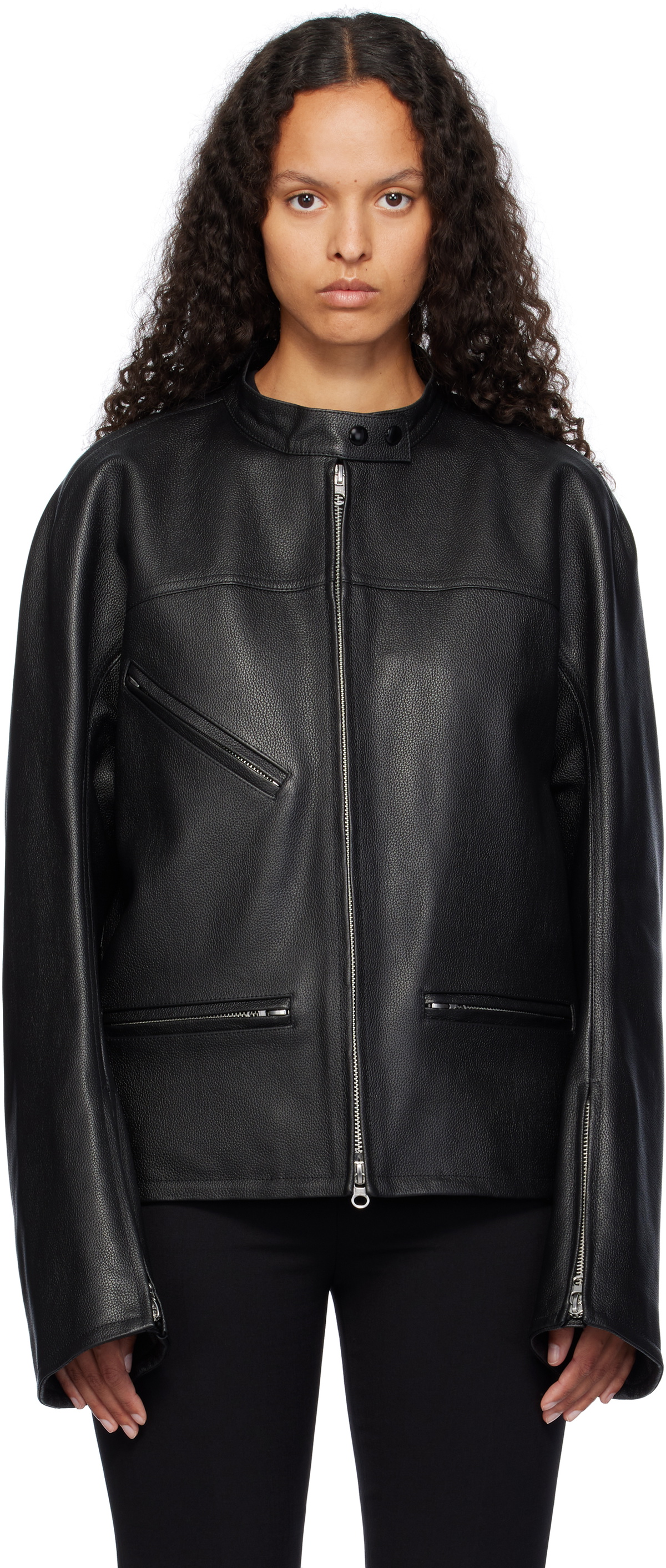 [Courreges] scuba leather jacket レザージャンパー Courrèges Black Scuba Leather Jacket Courreges