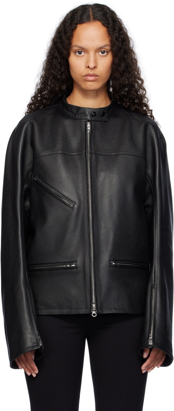 Photo: Courrèges Black Racer Buckle Leather Jacket