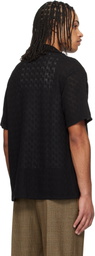 Dunst Black Crochet Open Collared Shirt