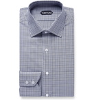 TOM FORD - Navy Slim-Fit Prince of Wales Checked Cotton-Poplin Shirt - Blue