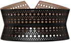 ALAÏA Black Leather Openwork Corset Belt