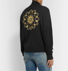 Versace - Logo-Embroidered Wool Zip-Up Sweater - Black