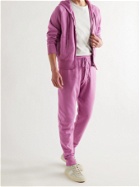 TOM FORD - Tapered Garment-Dyed Fleece-Back Cotton-Jersey Sweatpants - Purple