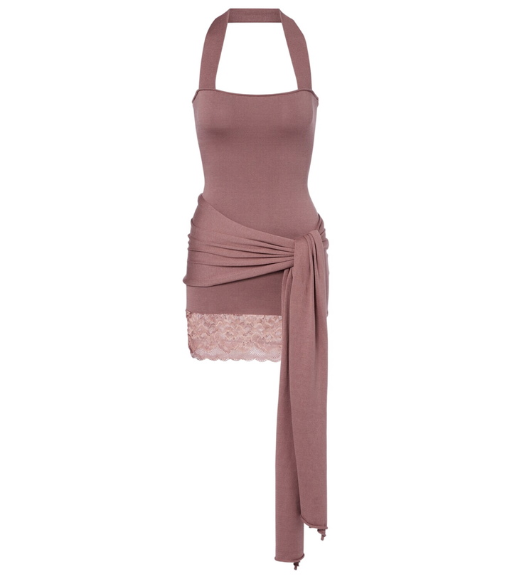 Photo: Aya Muse Lace-trimmed halterneck silk and cotton minidress