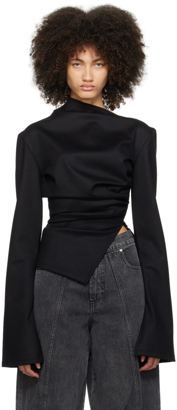 Photo: Jade Cropper Black Asymmetric Long Sleeve T-Shirt