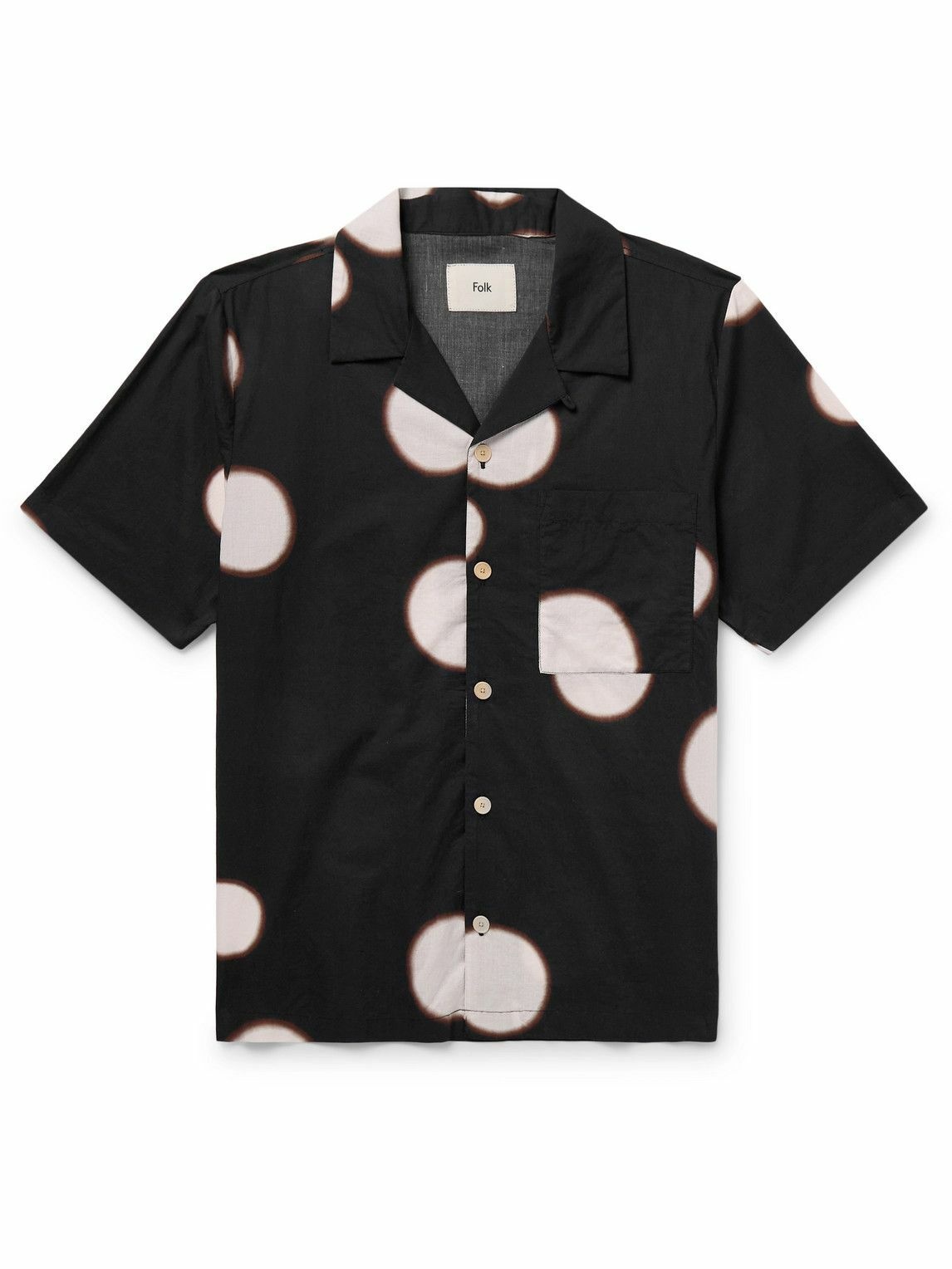 Photo: Folk - Convertible-Collar Polka-Dot Cotton-Voile Shirt - Black