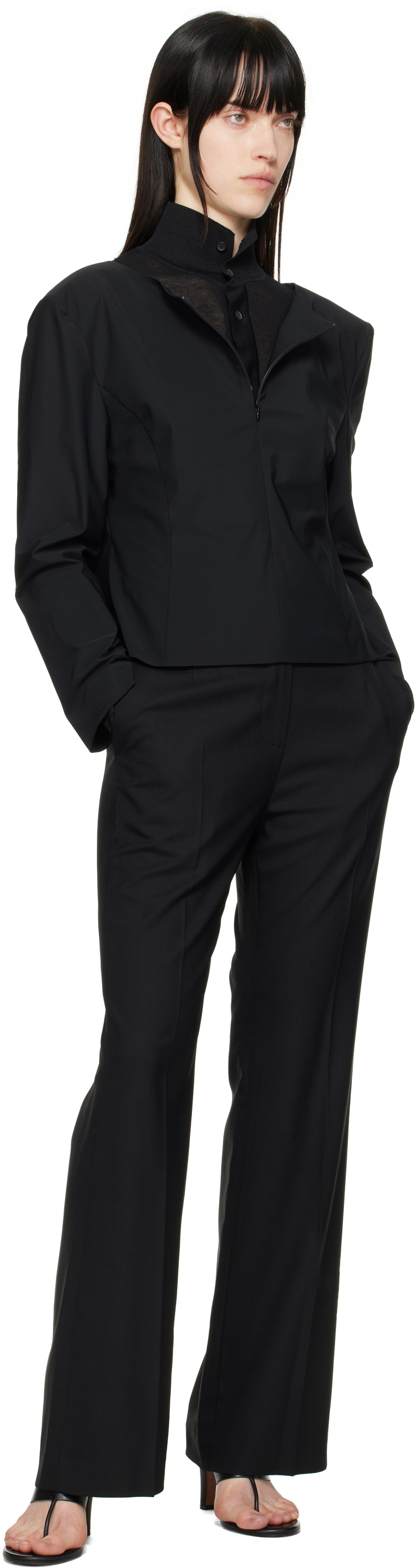 AMOMENTO Black Straight Fit Trousers
