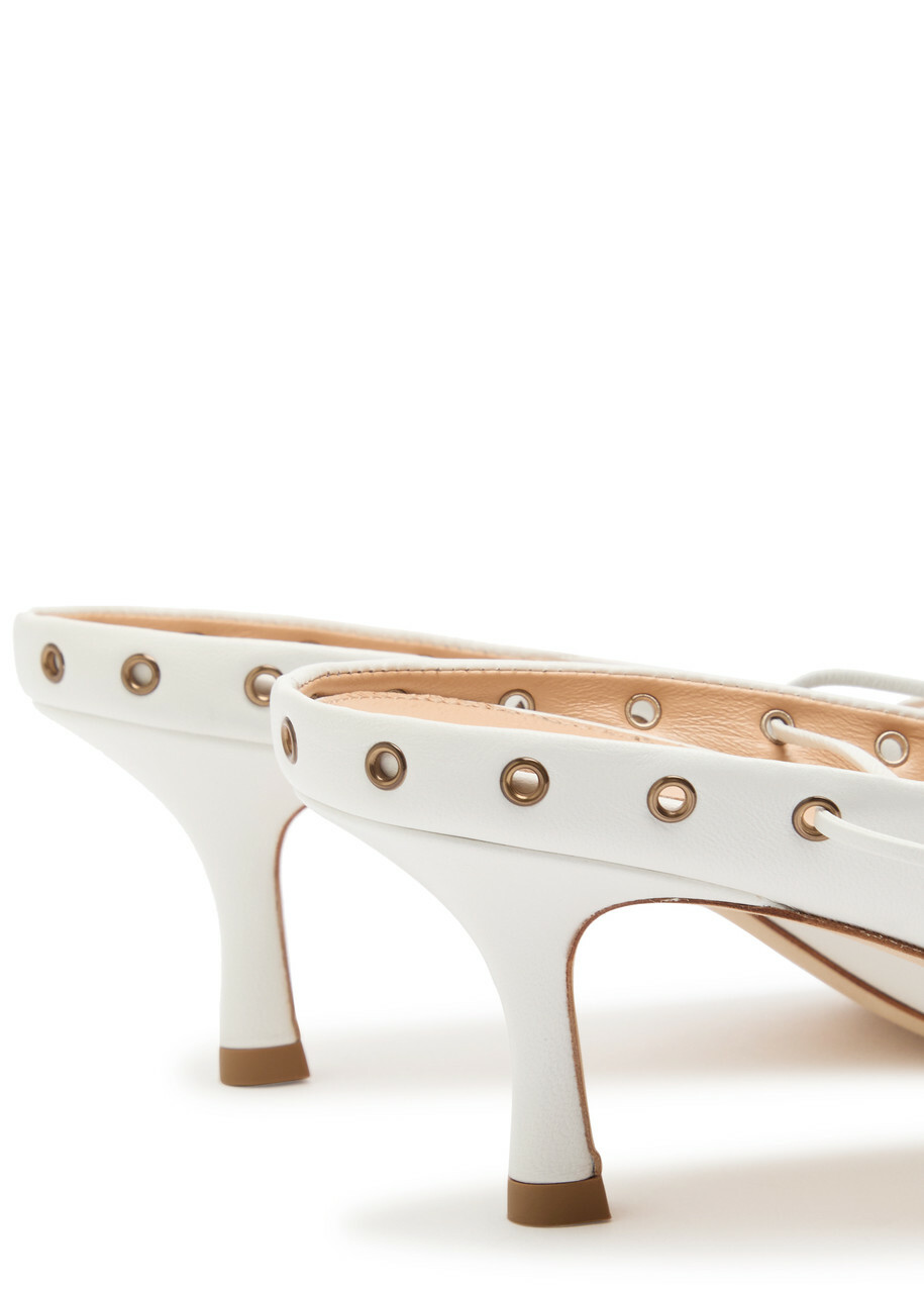 Chloe Ghilies Tie-up Leather Sandals White