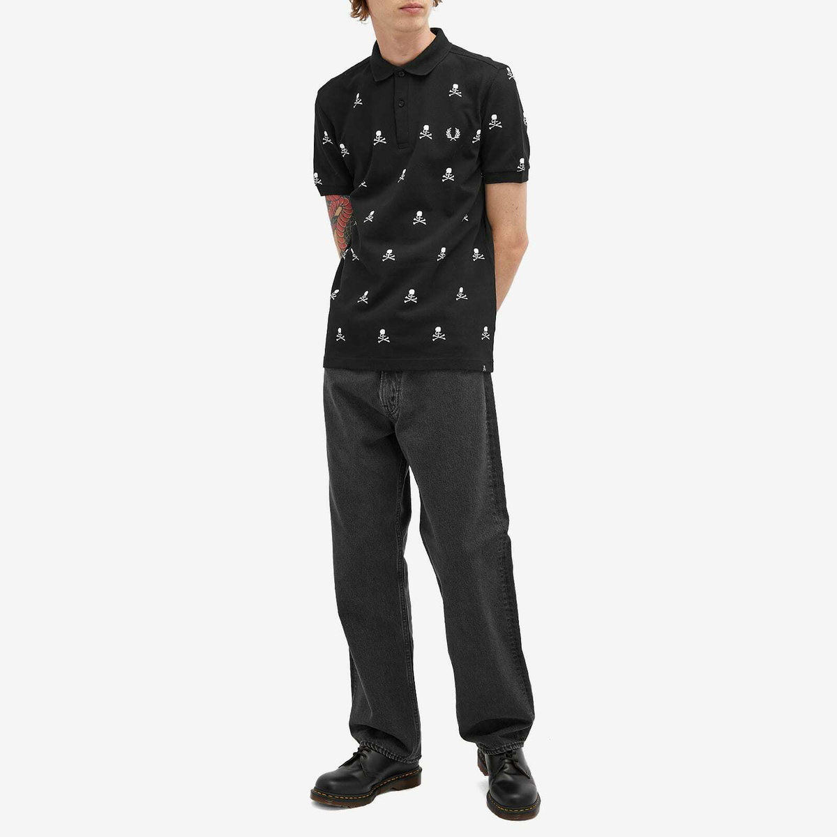Fred Perry Men's x Mastermind Skull Polo Shirt in Black Fred Perry