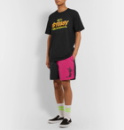Stüssy - Mid-Length Logo-Print Colour-Block Swim Shorts - Black