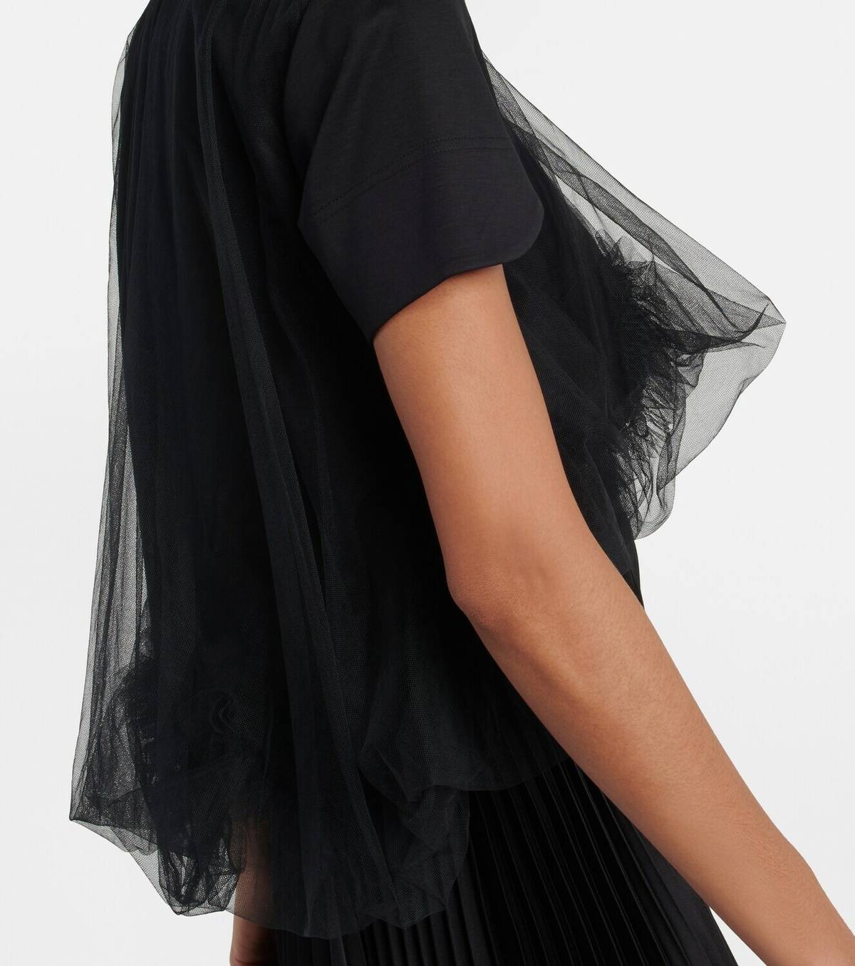 Noir Kei Ninomiya - Tulle-trimmed crop top Noir Kei Ninomiya