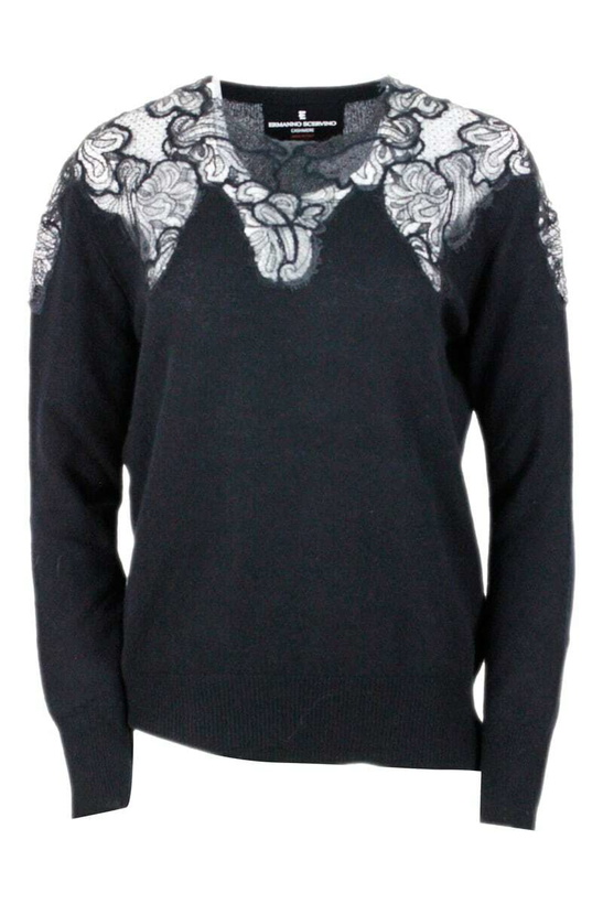 Photo: Ermanno Scervino Crewneck Sweater With Lace