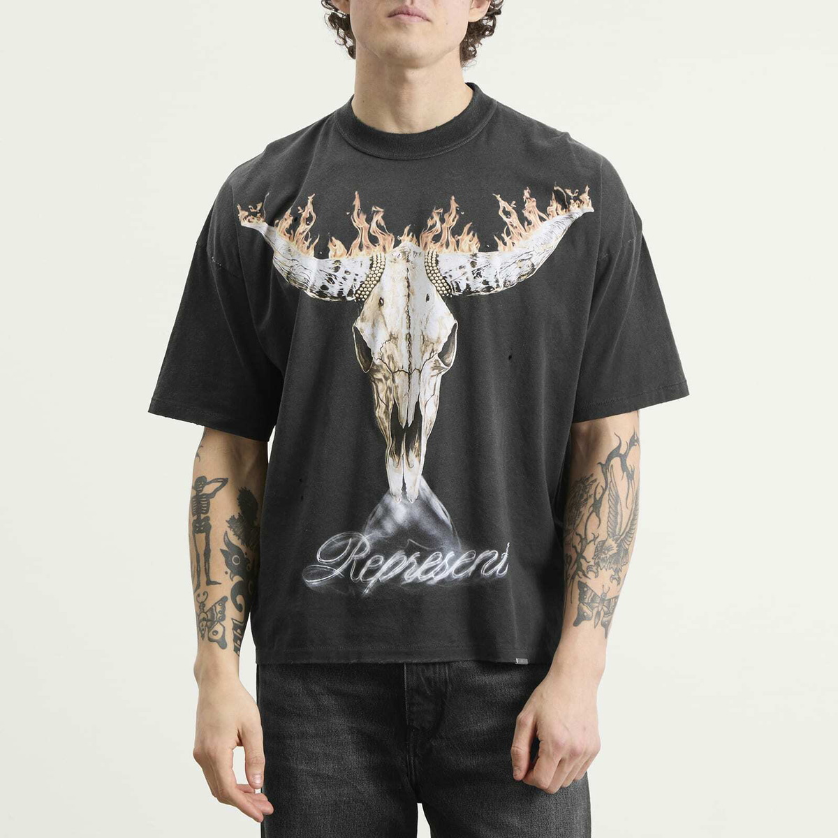 Represent Men's British Cowboys T-Shirt in Stained Black