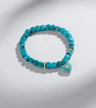 Sydney Evan 14kt gold beaded bracelet with tuquoise and diamonds