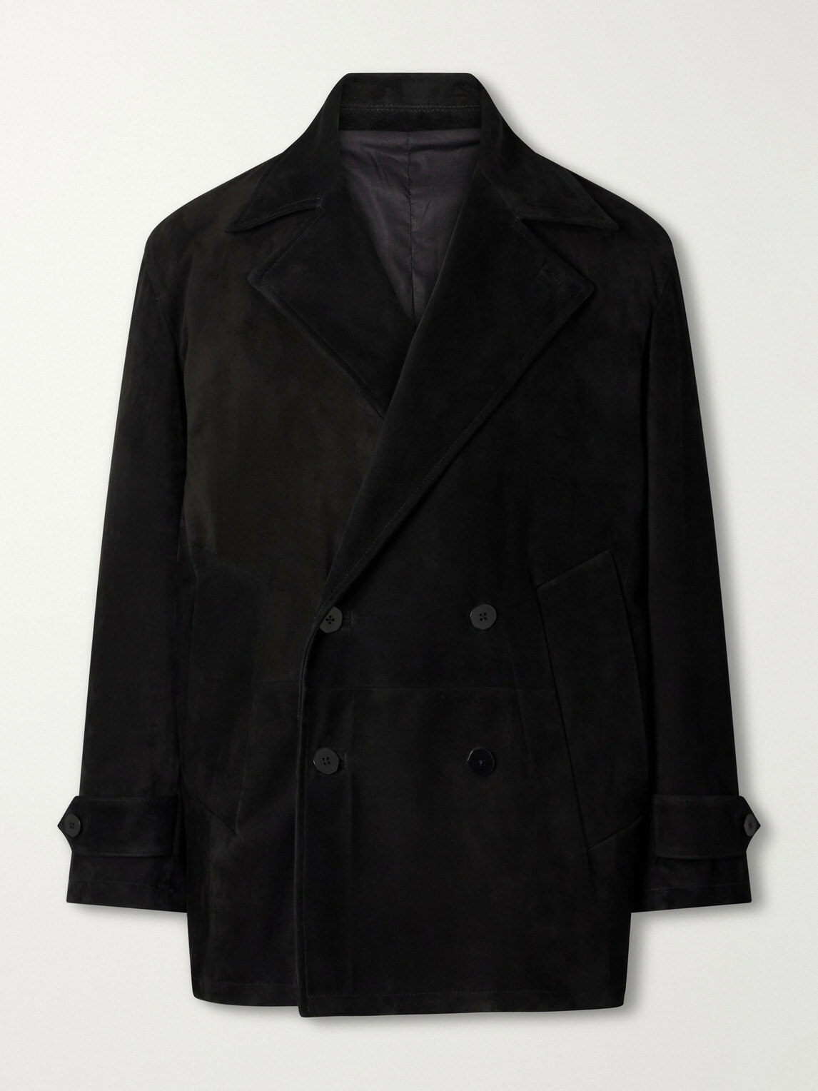 Stòffa - Double-Breasted Suede Jacket - Black