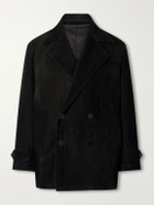 Stòffa - Double-Breasted Suede Jacket - Black