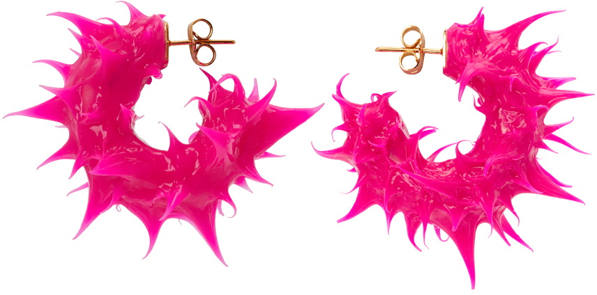 Sunnei Pink Tuft Rubberized Earrings Sunnei