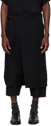 YOHJI YAMAMOTO Black Wool Gabardine Standard Wrap Trousers